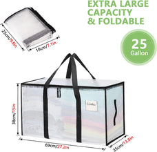 8-Pack Clear Storage Bags for Clothes with Strong Handles and Zipper Heavy-Duty Moving & Storage Bags Packing Supplies for Clothing Space-Saving Storage Totes Alternative to Wardrobe Boxes, 69x35x38cm