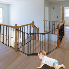 198''(505cm) - Extra Wide Baby Gate with Door,Foldable Fireplace Fence,Extra Long Baby Gate Playpen with 19