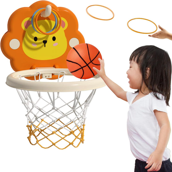 Indoor Basketball Hoop Kids Basketball Hoop On Door Space-Saving Adjustable Height Mini Basketball Hoop for Kids 2 in 1 Portable Indoor Hoop for Toddler Excellent Birthday for Boys,Bear