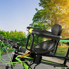 Bike Seat for Kids Front Mounted Bicycle Seats for Children with Foot Pedal Non-Slip Handrails Portable Baby Bike Seat Universal Toddler Bike Seat for Adult Bike Attachment for Kids On Adult Bike