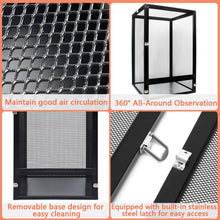 3 Gallon Black Aluminum Screen Cage - Good Enclosure for Chameleons, Geckos Interaction! Reptile Terrarium Front Opening Door, Full View, Airflow,Easy Assembly (13