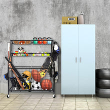 Garage Sports Equipment Organizer Garage Ball Storage Rack for Sports Gear and Toys Outdoor Toy Storage Sports Organizer for Garage Organization with Baskets Hooks and Rolling for Garage School Gym