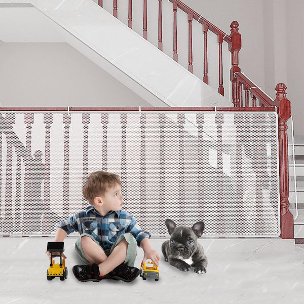 Banister Guard for Baby Stair Railing Safety Mesh Baby Gate for Stairs, Childproof Banister Guard, Essential for Kids and Pet Protection No Drilling Required - White, 90cm x 300cm (2.95ft x 9.8ft)